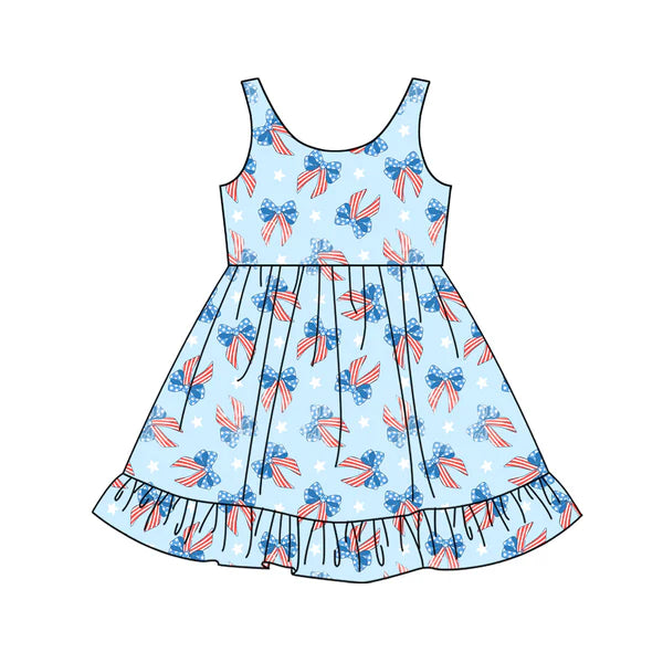 L-3.4 GSD1965 Baby Girls 4th Of July Bows Sleeveless Knee Length Dresses preorder