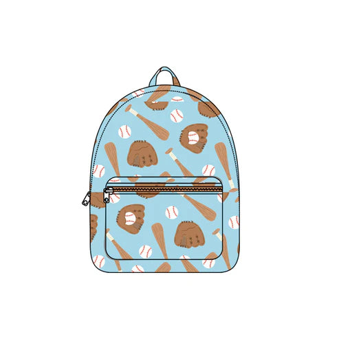 9.19 BA0377 Baby Kids Blue Baseballs Team Zipper School Back Bags Preorder