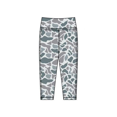 10.24 P0912 Baby Girls Grey Camo Yoga Leggings Pants Bottom Preorder