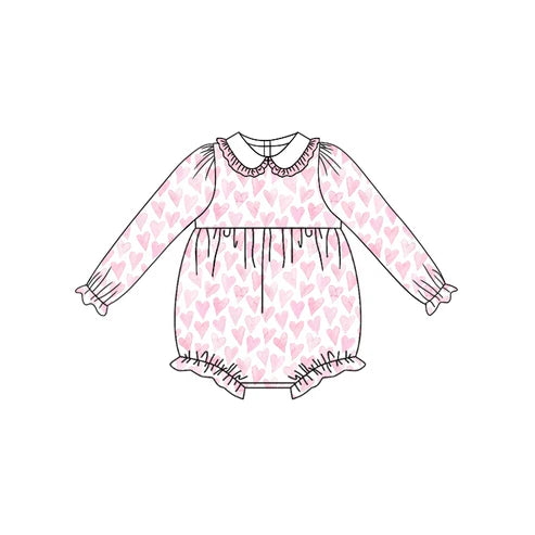 5.24 LR1899 Baby Infant Girls Valentines Pink Hearts Rompers preorder