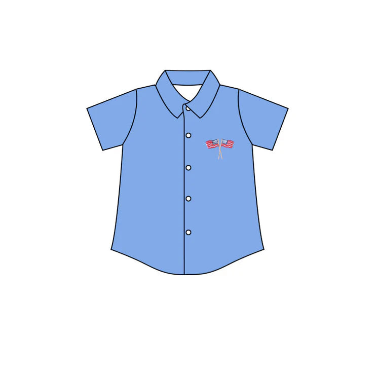 11.22 MOQ:5pcs BT1600 pre-order toddler boy clothes flag boy 4th of July summer top shirt