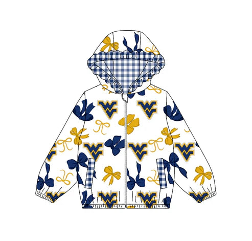 10.11 Custom Moq 8 Baby Girls WV Team Zipper Bows Hoodies Tops