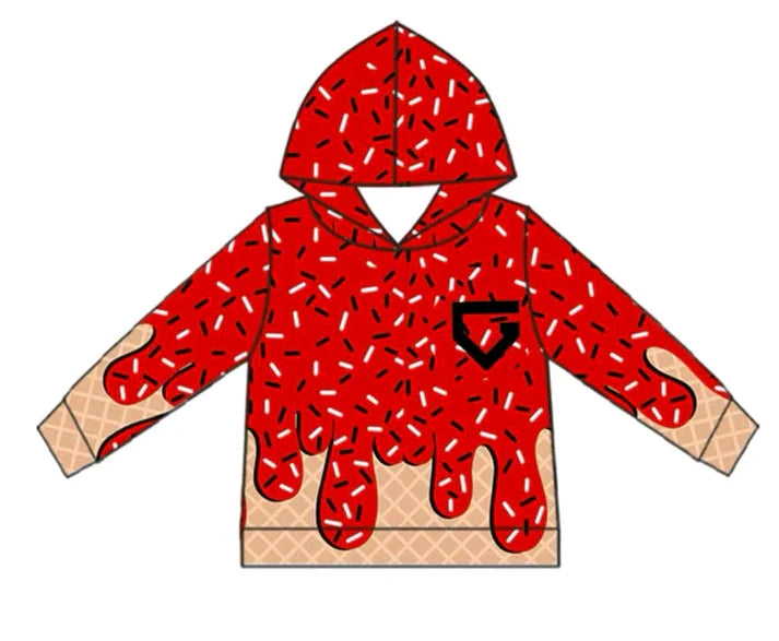7.9 Custom Moq 3 Baby Boys Red Team Drips Hooded Tops