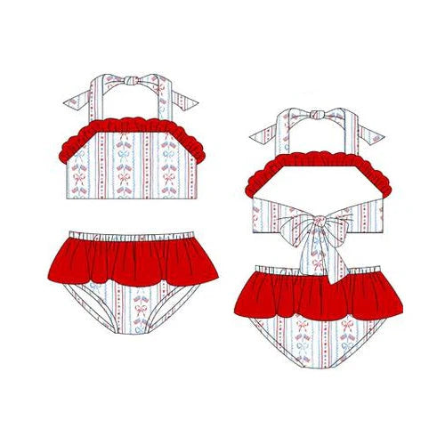 12.5 MOQ:5pcs S0665 pre-order baby girl clothes 4th of July print girl summer swimsuit beach wear