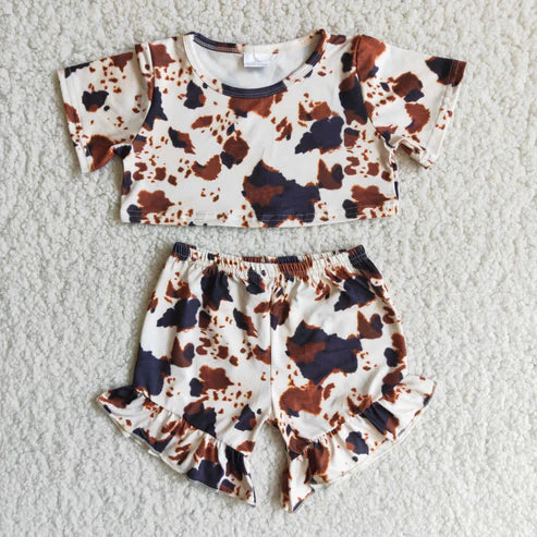 4.7 B6-15 Ink pattern crop top suit
