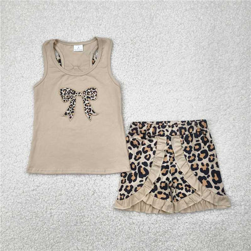 5.3 Sibling Embroidery Baby Girls Flower Bow Vest Top Ruffle Shorts Clothes Sets
