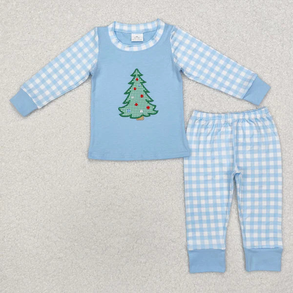 BLP0749 Baby Boys Christmas Tree Shirt Pants Pajamas Clothes Set
