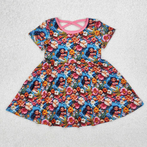 3.15 GSD1785 Baby Girls Island Princess Flowers Knee Length Dress