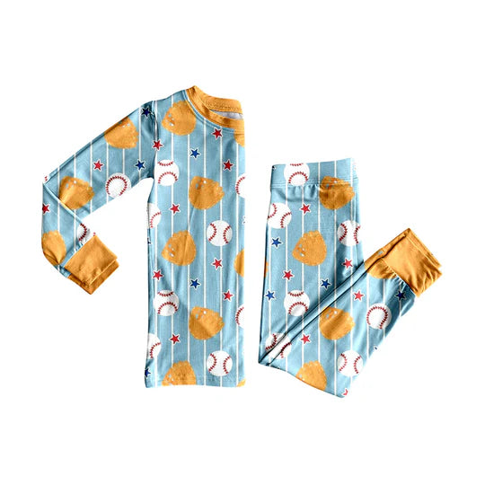 12.23 MOQ:5pcs BLP1411 pre-order toddler boy clothes baseball boy winter pajamas outfit