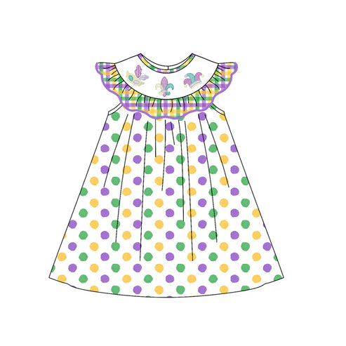 10.1 GSD2848 Baby Girls Mardigras Polka Dots Anchors Knee Length Dresses Preorder