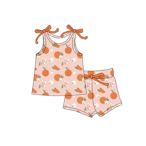 4.21 GSSO2563 Baby Girls Strap Oranges Flowers Top Short Summer Set Preorder