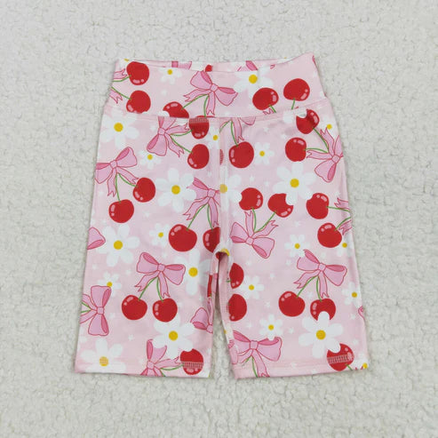 5.9 SS0541 Baby Girls Pink Bows Flowers Biking Shorts Bottoms