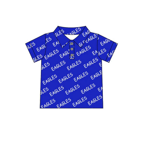 11.6 Custom Moq 8 Baby Boys Short Sleeve Eagles Team Button Pullovers Top