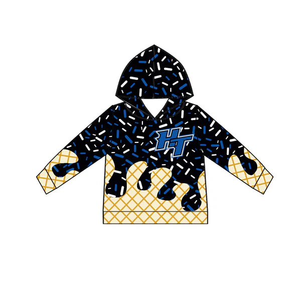 7.7 Custom Moq 3 Baby Boys Long Sleeves Black HT Team Hoodies Top