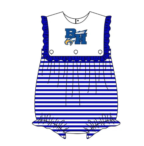 7.4 Custom Moq 3 Baby Girls BH Eagles Stripes Team Rompers