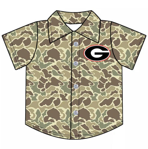 10.8 Custom Moq 5 Baby Boys Georgia Team Camo Short Sleeve Button Shirt Tops