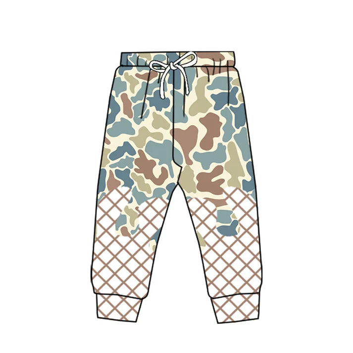 9.26 P0869 Baby Boys Blue Brown Camo Drip Western Team Jogger With Belt Preorder