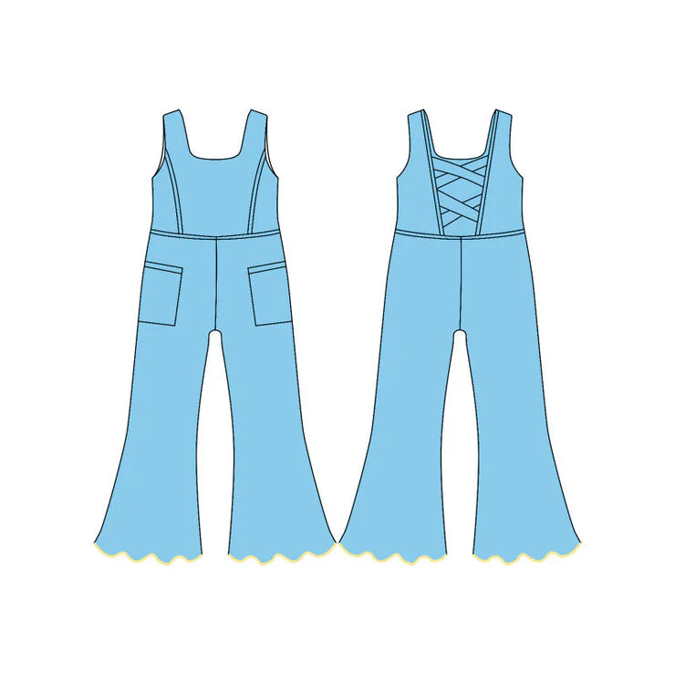 11.25MOQ:5pcs SR3602 pre-order baby girl clothes blue yoga summer romper