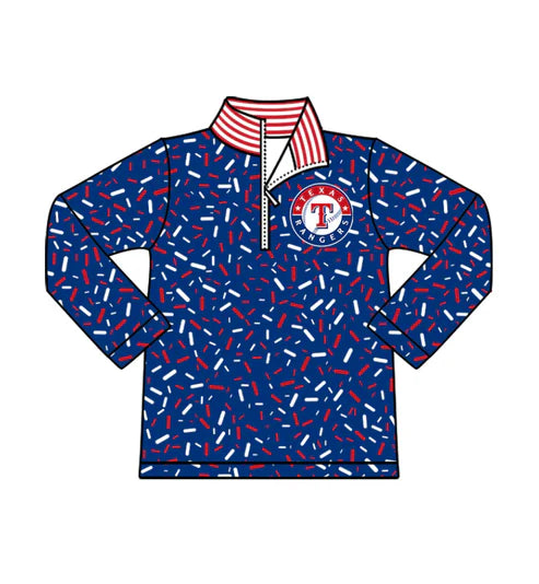 10.16  Custom Moq 8 Baby Boys Hot Blue Sprinkles Zipper Texas Team Pullovers Top