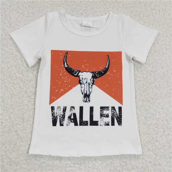 GT0146 WALLEN Bull Head Short Sleeve Top White