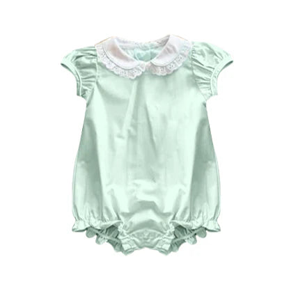 10.24 SR3324 Baby Girls Aqua Collar Ruffle Rompers Preorder
