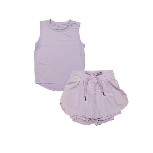 4.21 GSSO2571 Baby Girls Lavender Sleeveless Top Skort Yoga Set Preorder