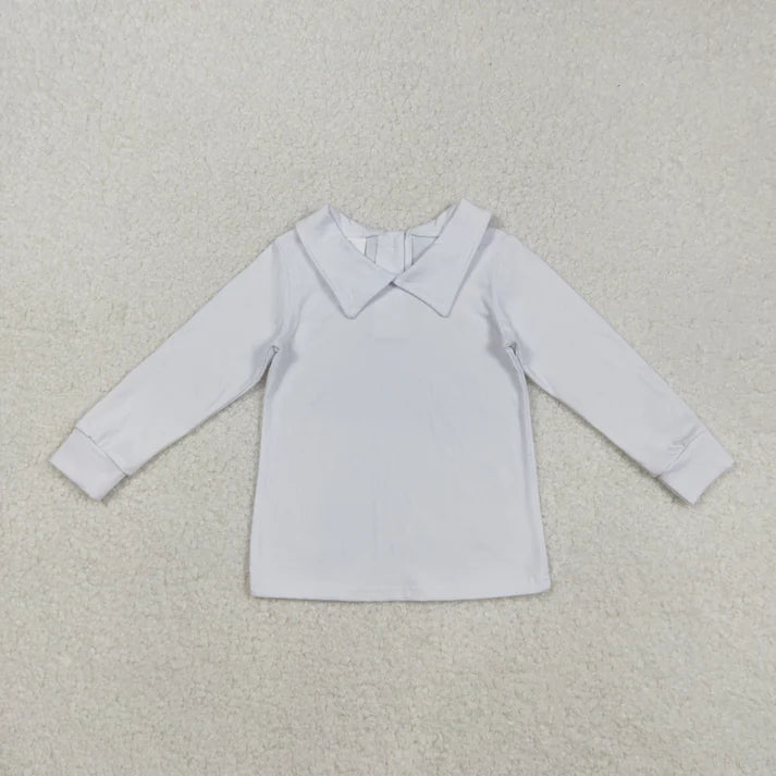 9.3 BT0820 Baby Boys Long Sleeve White Back Button Tee Shirts Tops
