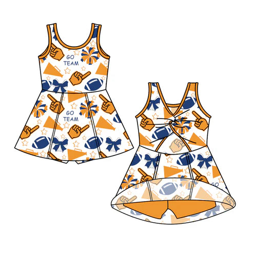 6.25 Custom Moq 3 Baby Girls Sleeveless ILLINOIS Team Skorts Knee Length Dress