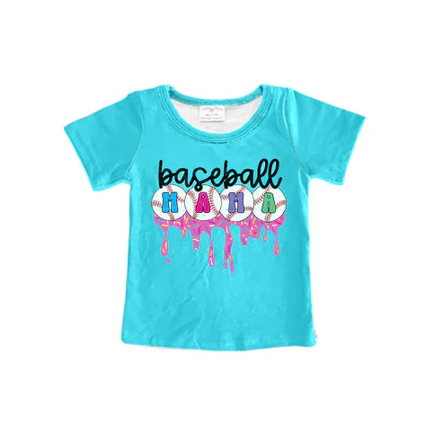 4.26 Preorder Moq 3 Adult Women Blue Short Sleeves Mama Baseballs Tee Shirts Top
