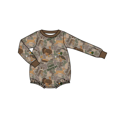 7.30 LR2440 Baby Boys Long Sleeves Turkey Ducks Camo Hunting Rompers Preorder