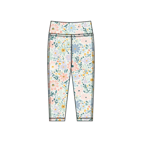 10.25 P0921 Baby Girls Blue Pink Flowers Yoga Leggings Pants Bottom Preorder