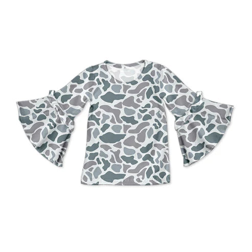 5.30 GT0788 Baby Girls Grey Camo Flare Sleeve Tee Shirts Tops Preorder