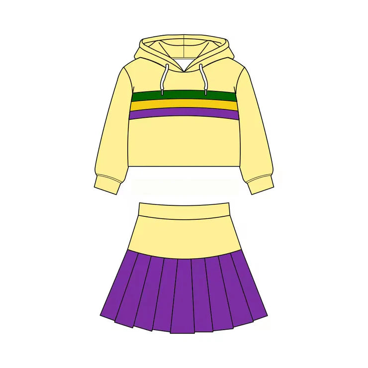 11.24MOQ:5pcs GLD1535 pre-order baby girl clothes mardi gras toddler girl yoga skirt outfit