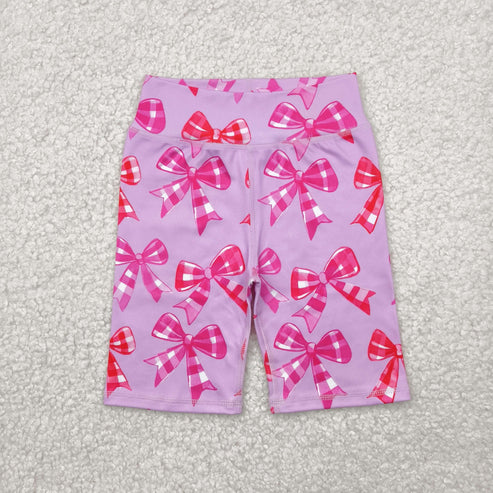 5.9 SS0540 Baby Girls Pink Plaid Bows Biking Shorts Bottoms