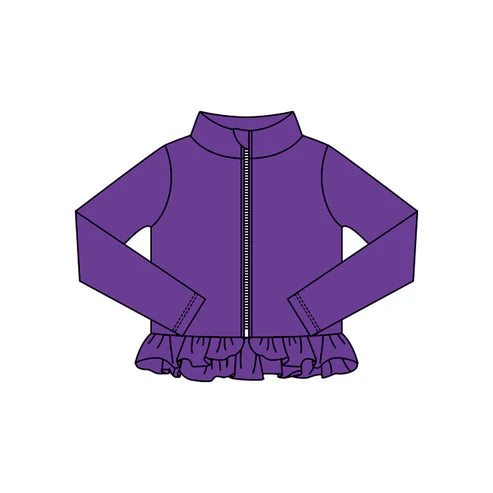 10.24 GT1332 Baby Girls Purple Ruffle Yoga Zipper Jackets Top Preorder