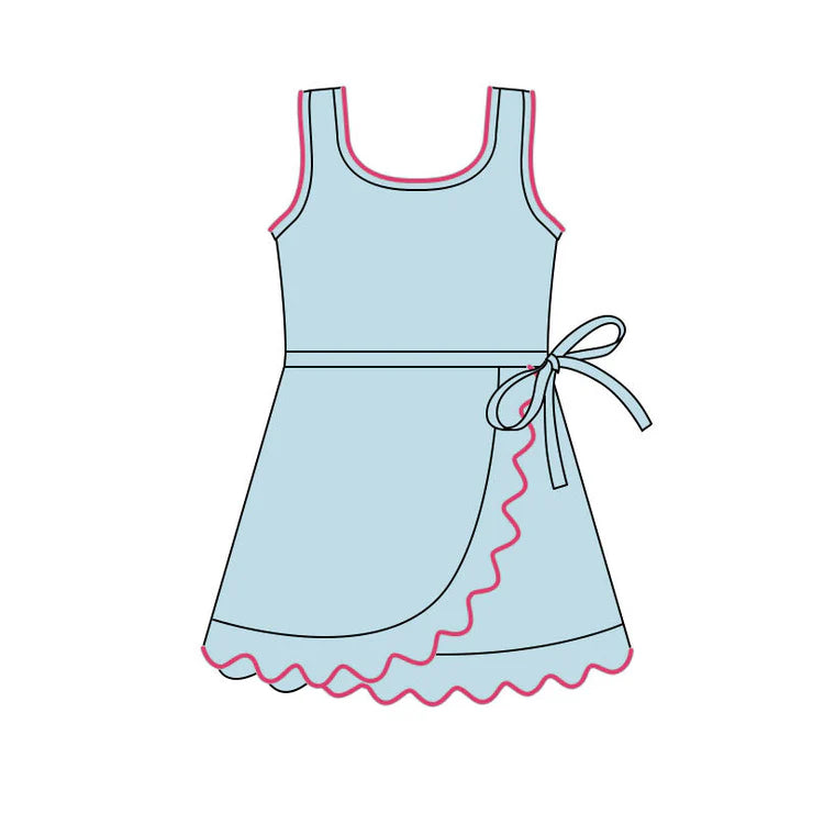 11.6 MOQ:5pcs GSD3032 pre-order toddler clothes blue girl yoga summer dress