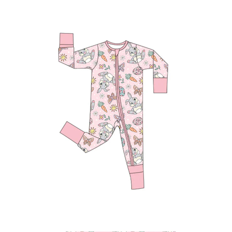 11.11 MOQ:5pcs LR2891 pre-order baby girl clothes rabbit girl easter romper
