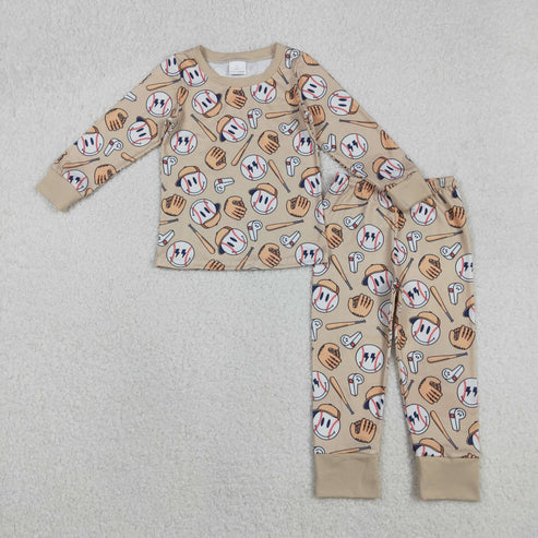 11.17 BLP1346 Baby Boys Smile Baseballs Top Pants Team Pajamas Set