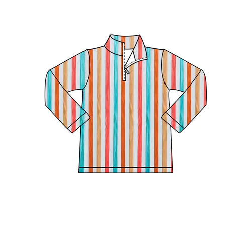 5.30 GT0792 Baby Girls Color Stripe Zip Pullovers Tops Preorder