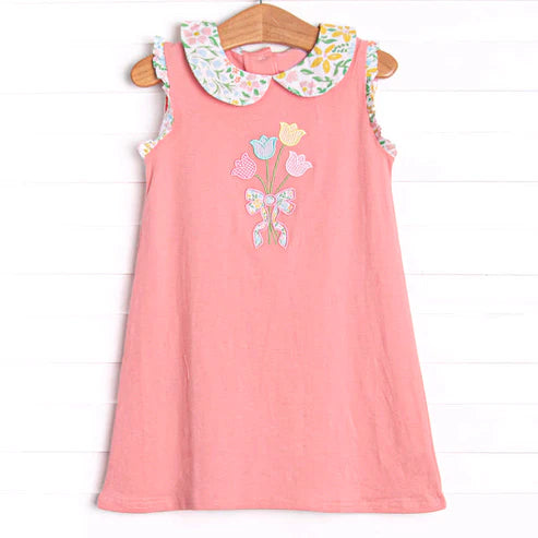 5.23 GSD2577 Baby Girls Pink Sleeveless Flowers Knee Length Dress Preorder
