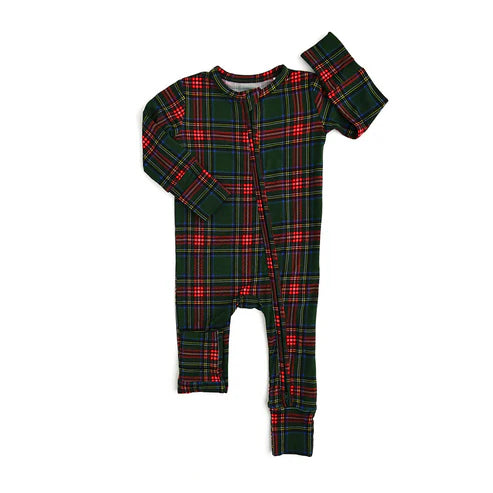 5.29 LR1963 Baby Infant Girls Christmas Green Red Checkered Zip Rompers preorder
