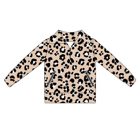 6.5 GT1072 Baby Girls Long Sleeves Black Leopard Pockets Zipper Yoga Jackets Preorder