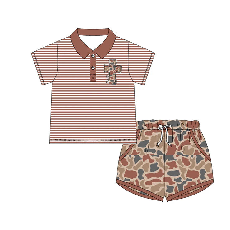 11.19 MOQ:5pcs BSSO1676 pre-order baby boy clothes cross toddler boy easter summer outfit