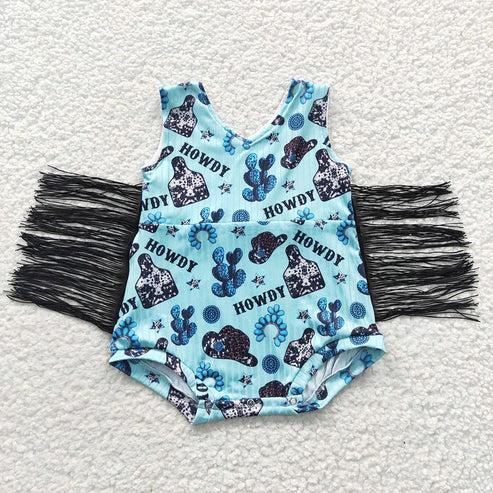 5.3 Sibling Baby Girls Western Tassel Rompers