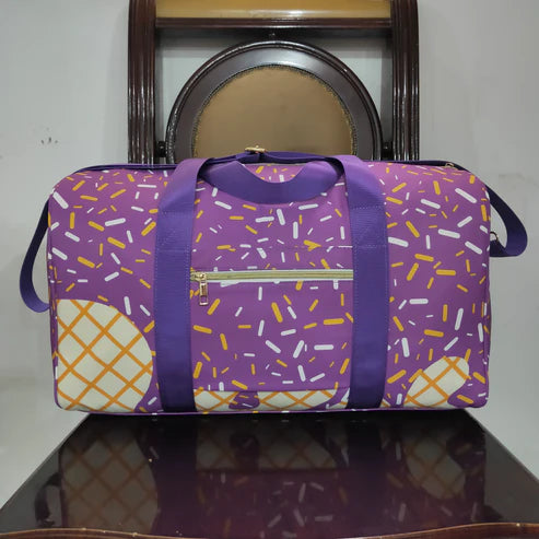 6.26 BA0321 Purple Ice Cream Drip Zipper Gym Bag