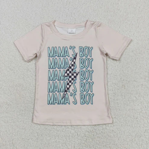 6.9 BT1229 Baby Boys Short Sleeves MAMA'S BOY Lightning Tee Shirts Top