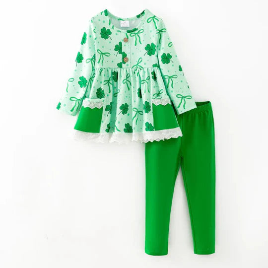 12.9 MOQ:5pcs GLP3268 pre-order baby girl clothes lucky print toddler girl St. Patrick outfit
