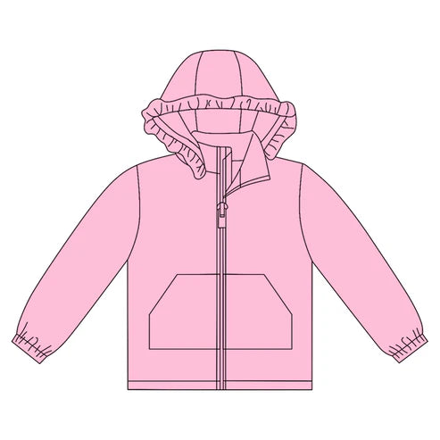 10.18 GT1276 Baby Girls Pink Long Sleeve Pockets Zipper Yoga Ruffle Hoodie Jackets Preorder