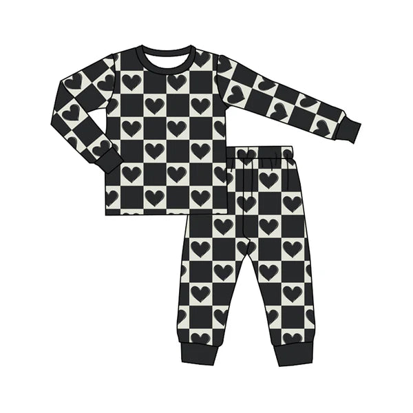 5.28 BLP0953 Baby Boys Valentines Hearts Shirt Pants Pajamas Clothes Sets Preorder