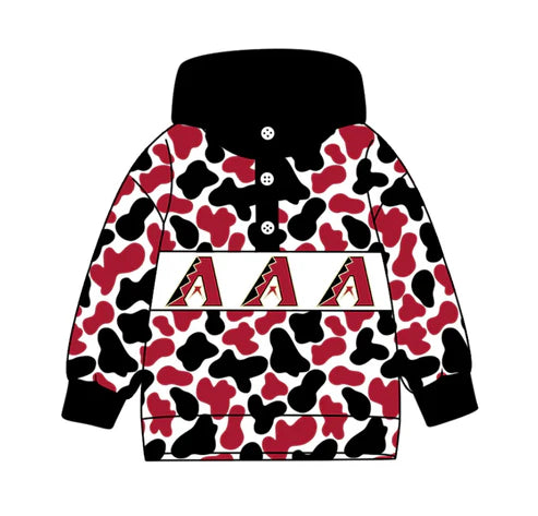 10.15  Custom Moq 8 Baby Boys Red Black Camo A Team Button Hoodies Top